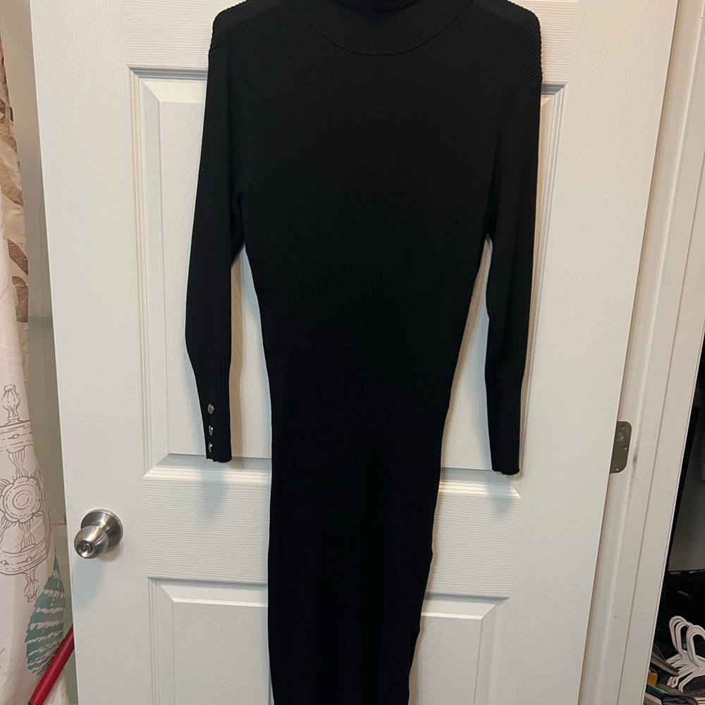 Elegant Black Turtleneck Dress